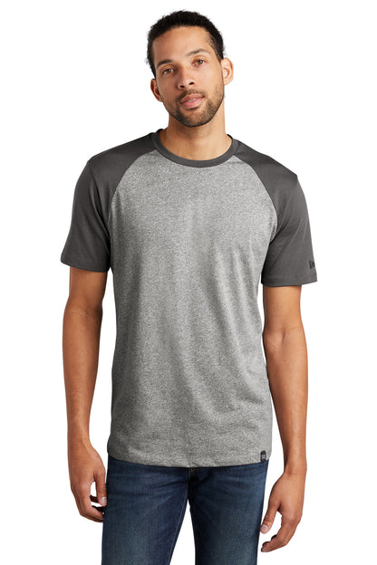 Front View of Graph/Lt Gr Tw New Era Heritage Blend Varsity Tee. NEA107