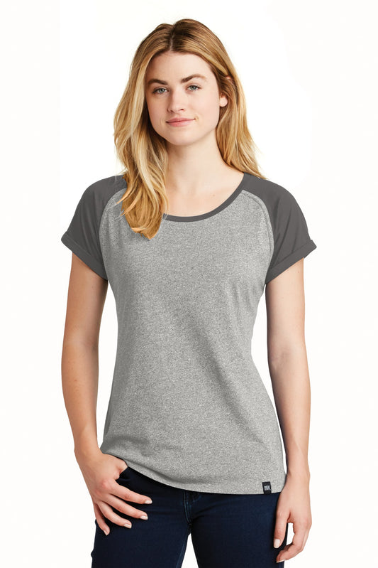 Front View of Graph/Lt Gr Tw New Era Women's Heritage Blend Varsity Tee. LNEA107