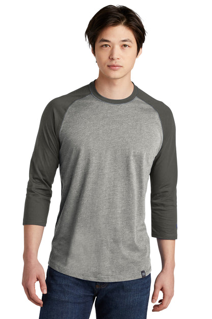 Front View of Graph/Lt GrphT New Era Heritage Blend 3/4-Sleeve Baseball Raglan Tee. NEA104