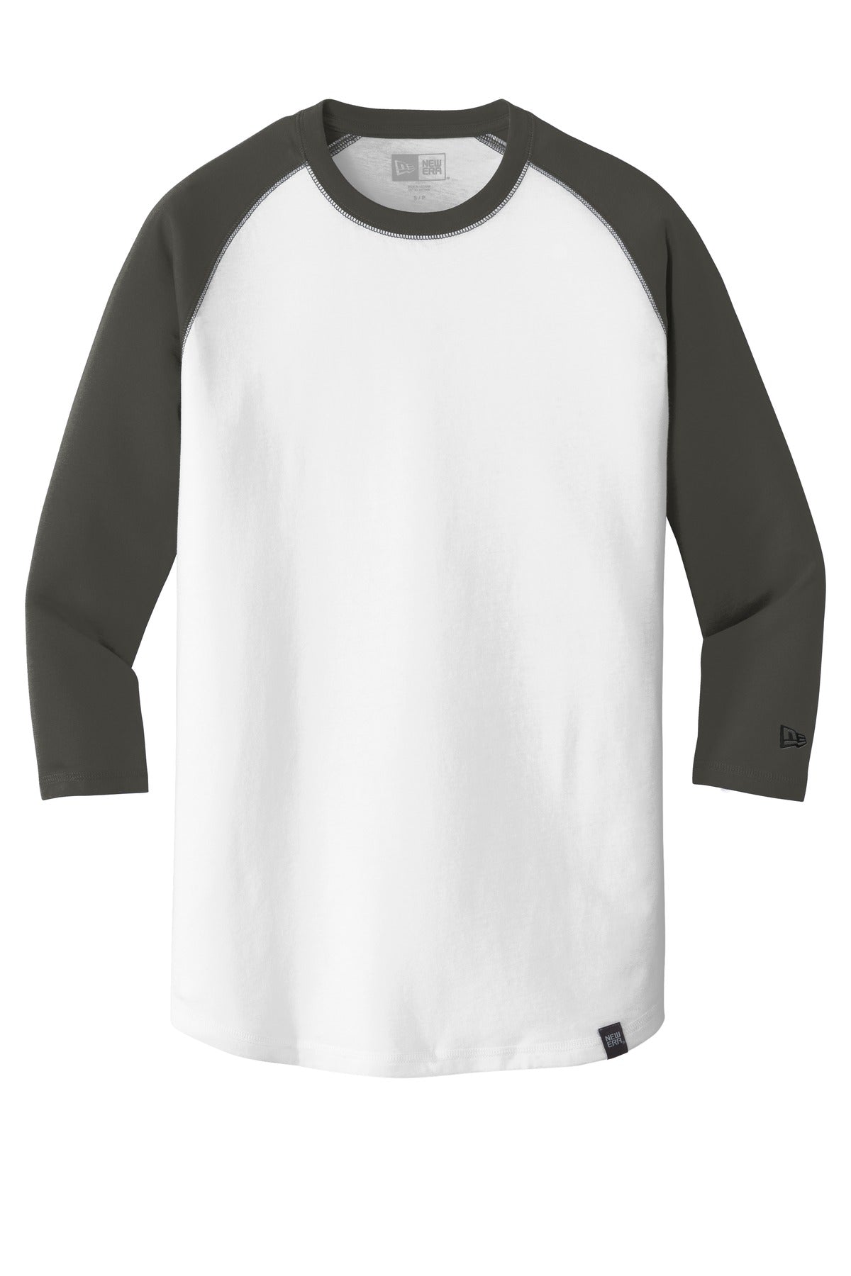 Front View of Graph/White New Era Heritage Blend 3/4-Sleeve Baseball Raglan Tee. NEA104