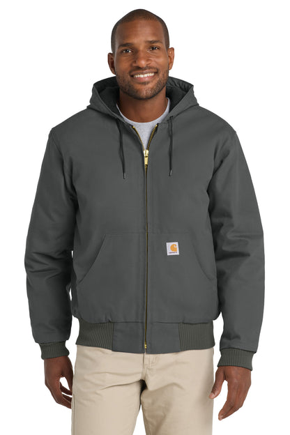 Front View of Gravel Carhartt Quilted-Flanne-Lined Duck Active Jac. CT106677
