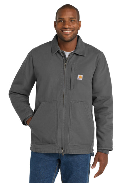 Front View of Gravel Carhartt Sherpa-Lined Coat CT104293