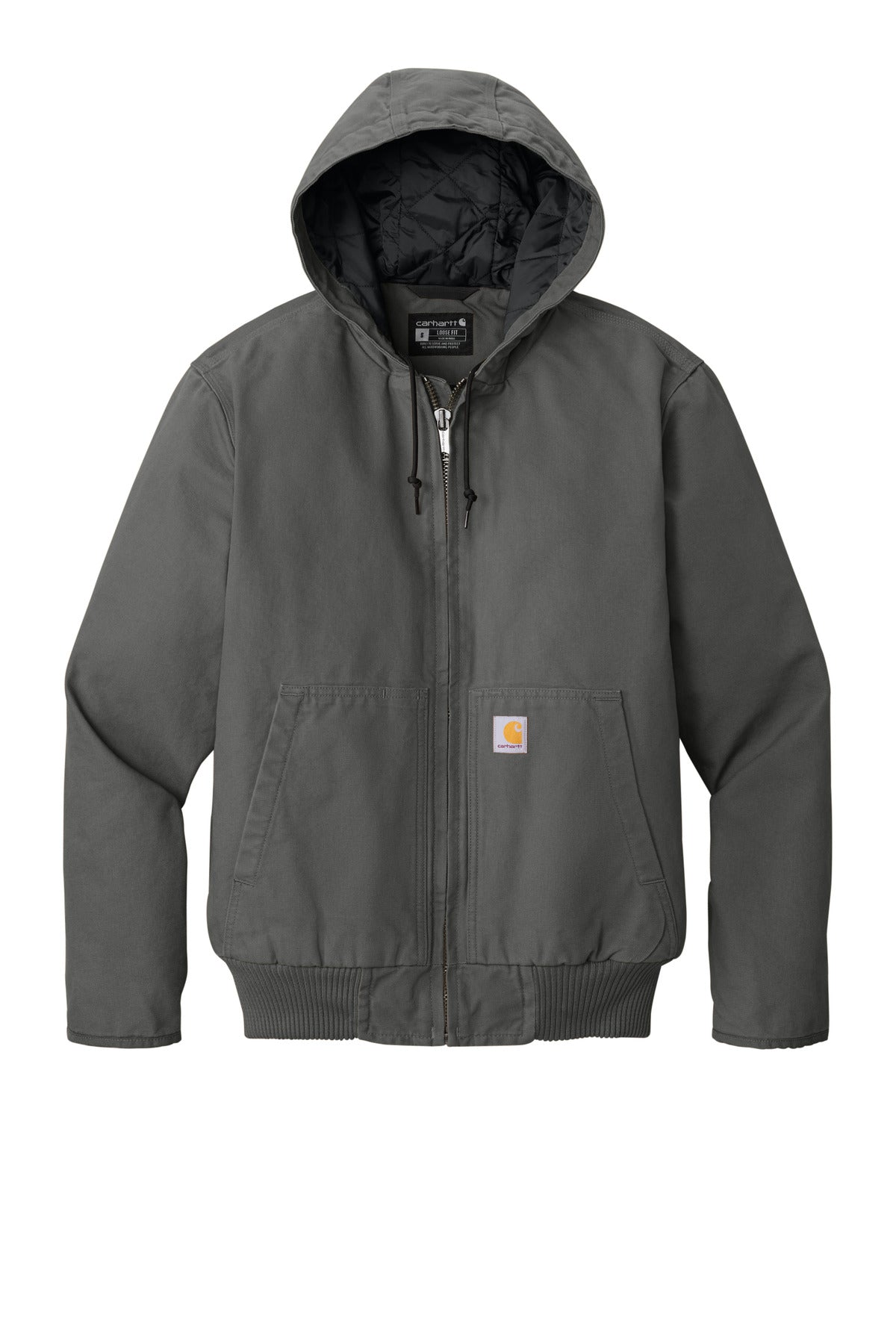 Front View of Gravel Carhartt Washed Duck Active Jac. CT104050