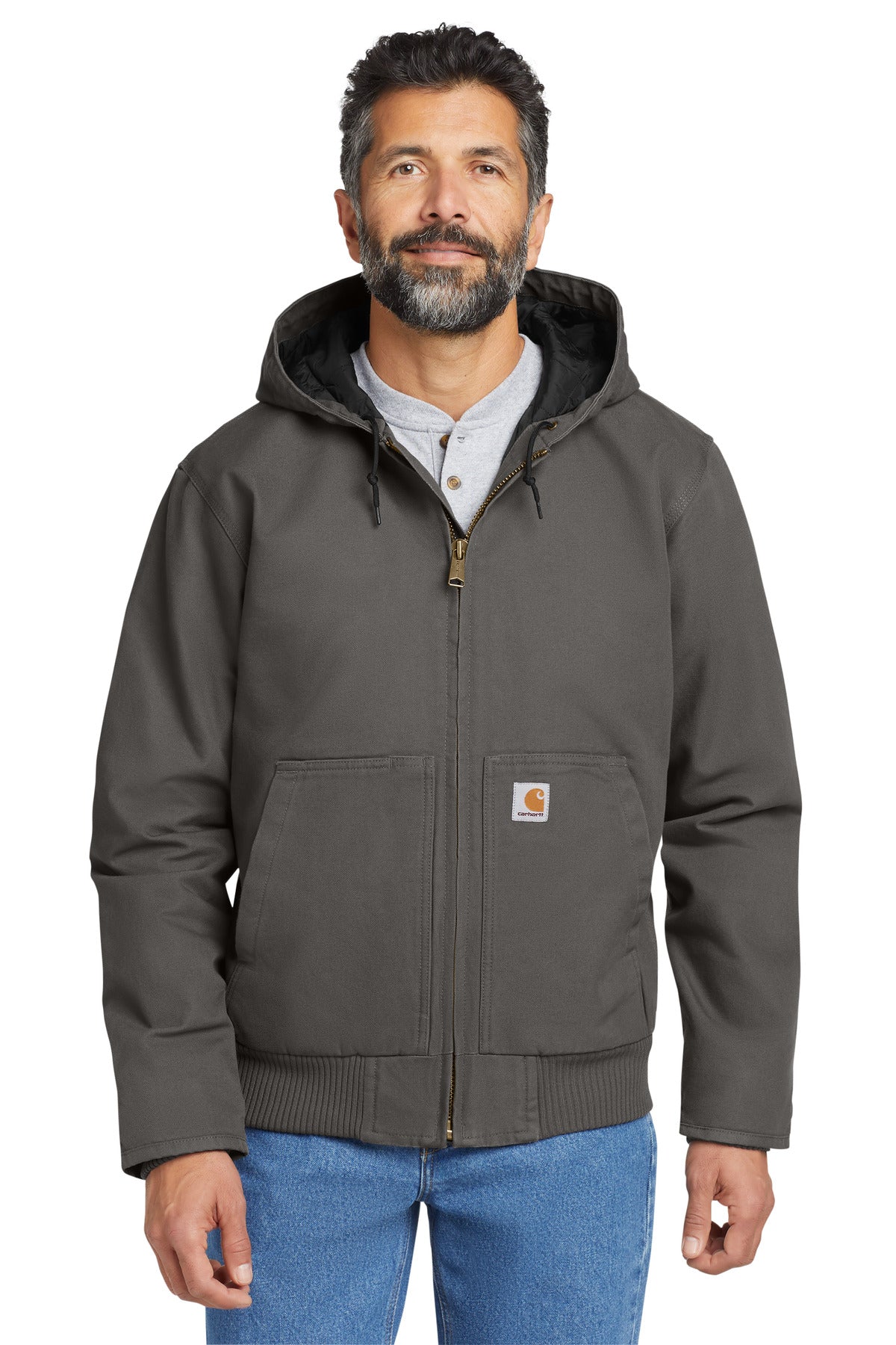 Front View of Gravel Carhartt Washed Duck Active Jac. CT104050