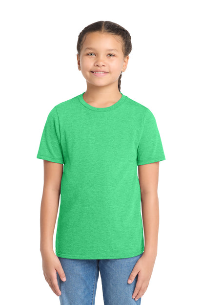 Front View of Green Frost District Youth Perfect Tri Tee. DT130Y