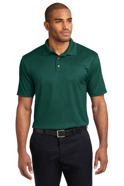 Front View of Green Glen Port Authority Performance Fine Jacquard Polo. K528