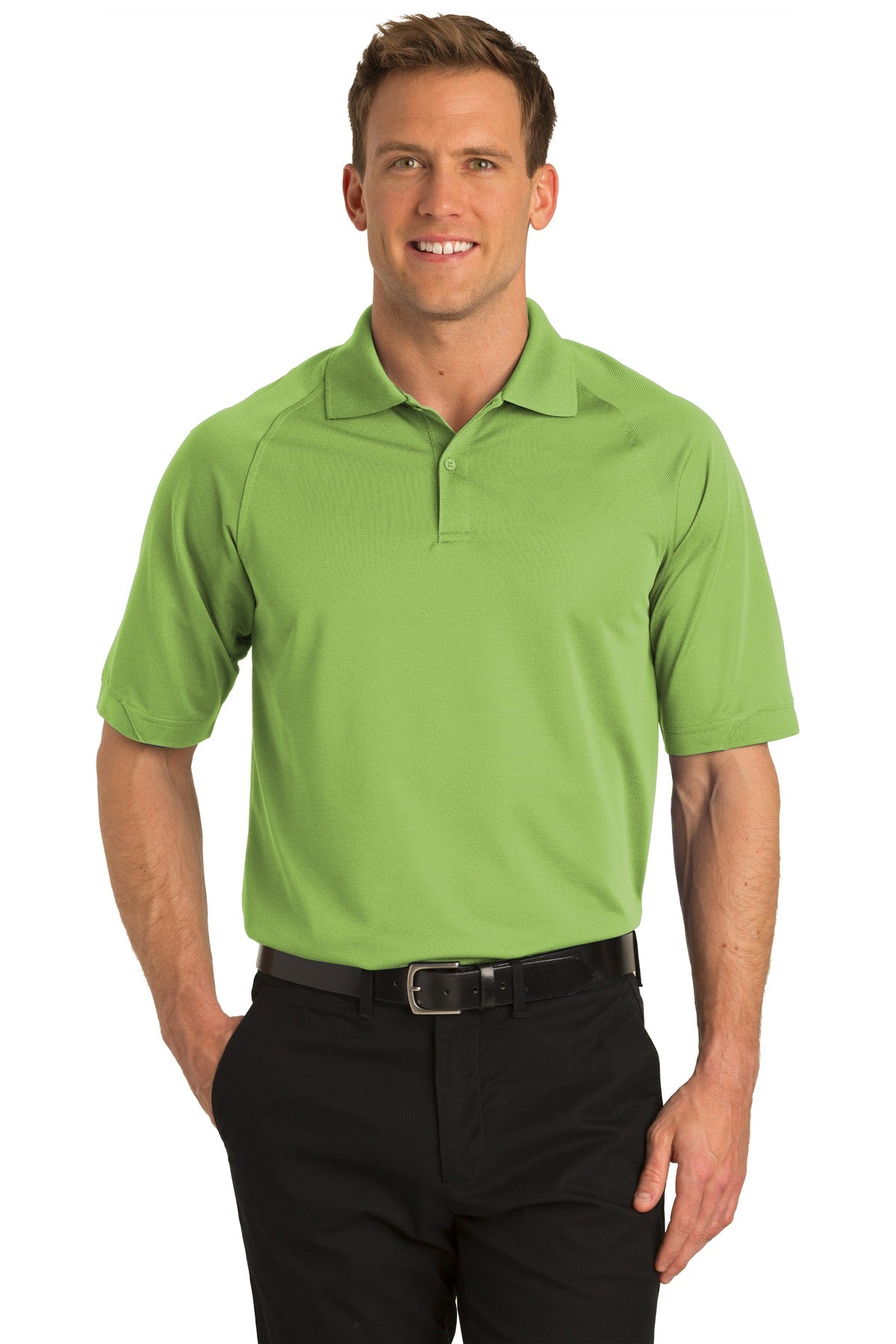 Front View of Green Oasis Port Authority Dry Zone Ottoman Polo. K525