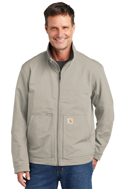 Front View of Greige Carhartt Super Dux Soft Shell Jacket CT105534