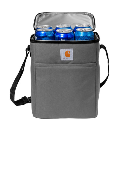 Front View of Grey Carhartt Vertical 12-Can Cooler. CT89032822