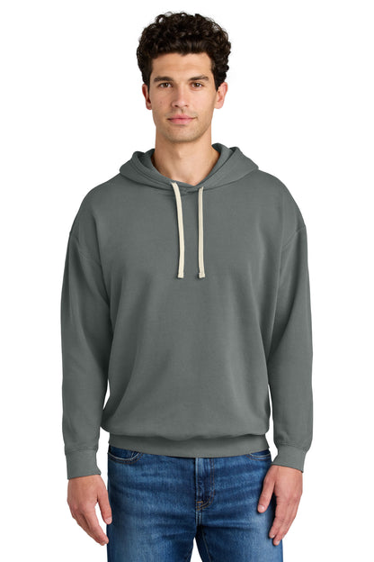 Front View of Grey Comfort Colors Lightweight Hooded Sweatshirt 1467