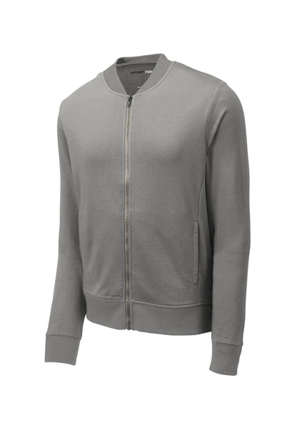 Front View of Grey Concrete Sport-Tek Lightweight French Terry Bomber. ST274