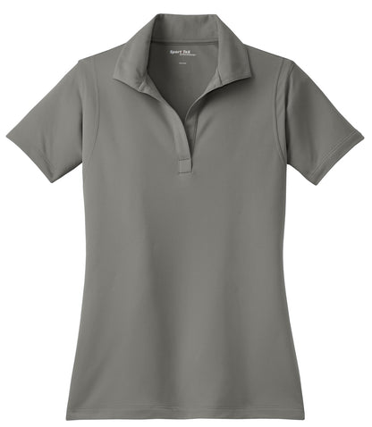 Front View of Grey Concrete Sport-Tek Women's Micropique Sport-Wick Polo. LST650