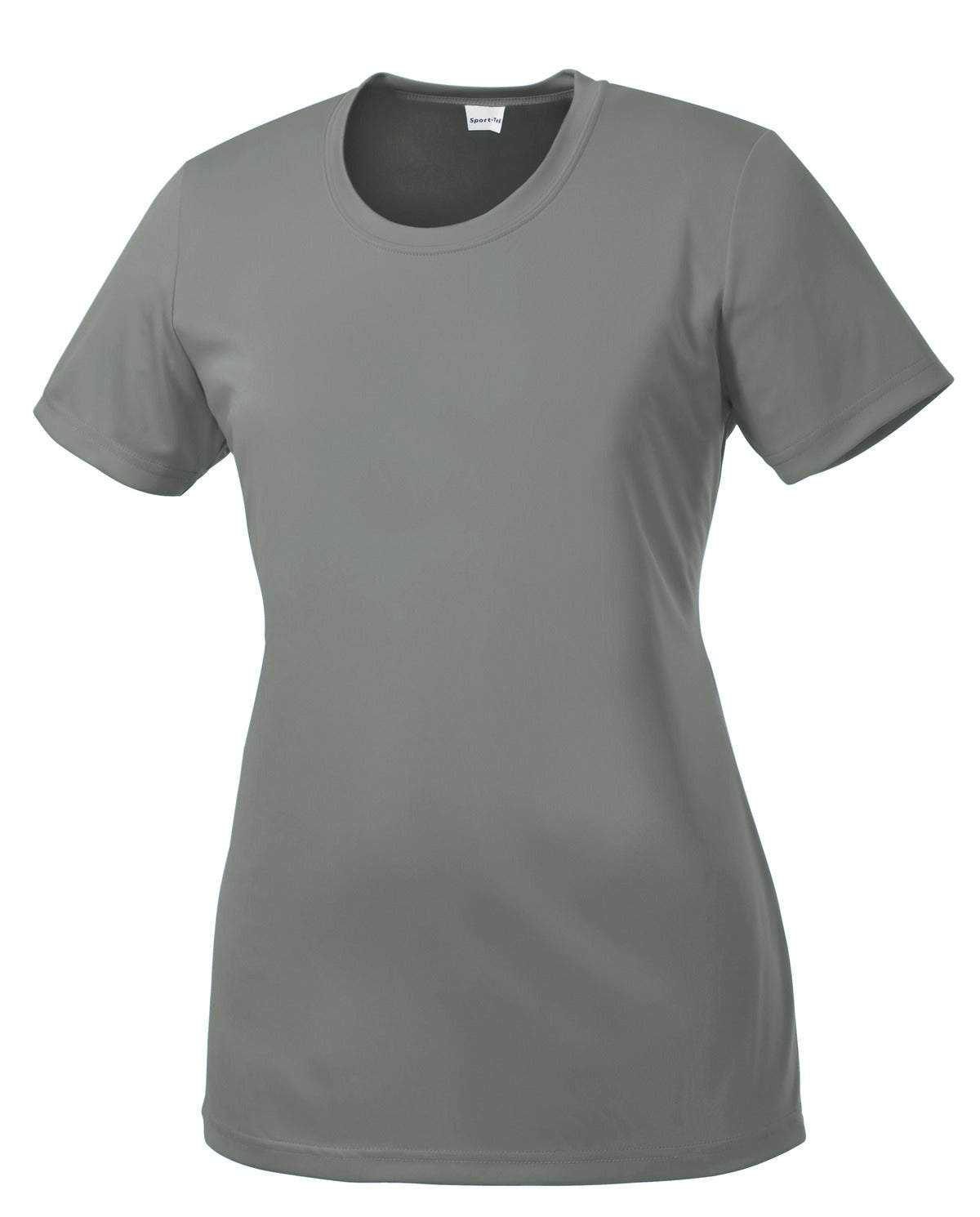 Front View of Grey Concrete Sport-Tek Women's PosiCharge Competitor Tee. LST350