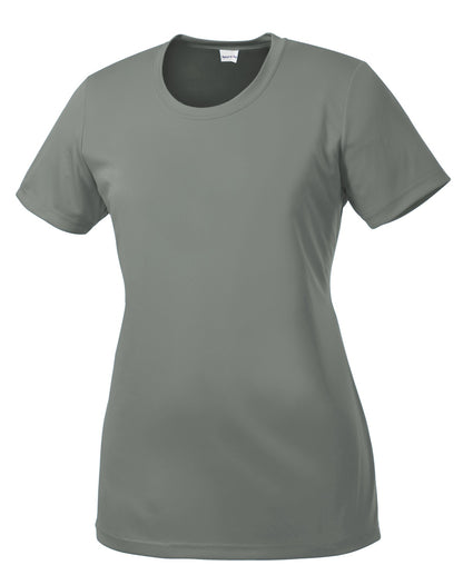 Front View of Grey Concrete Sport-Tek Women's PosiCharge Competitor Tee. LST350