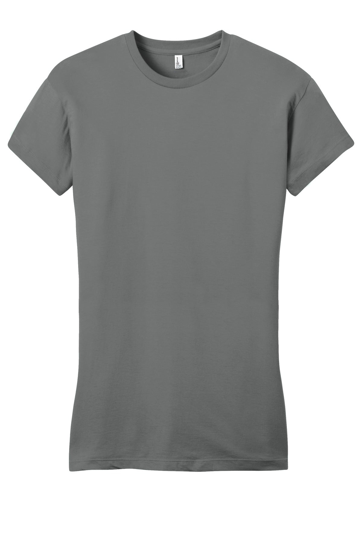 Front View of Grey District Women's Fitted Very Important Tee . DT6001