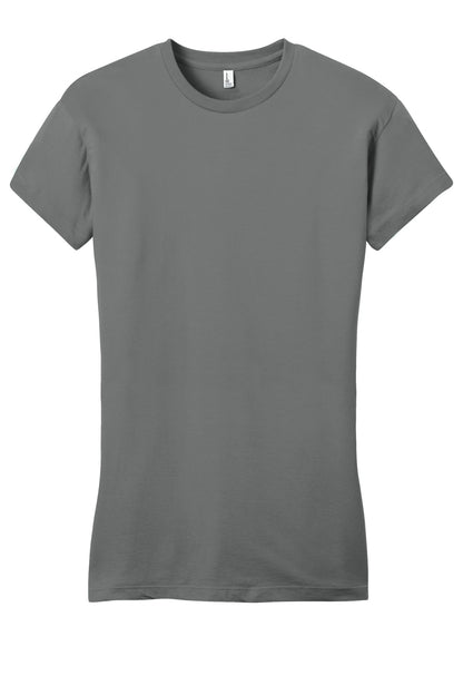 Front View of Grey District Women's Fitted Very Important Tee . DT6001