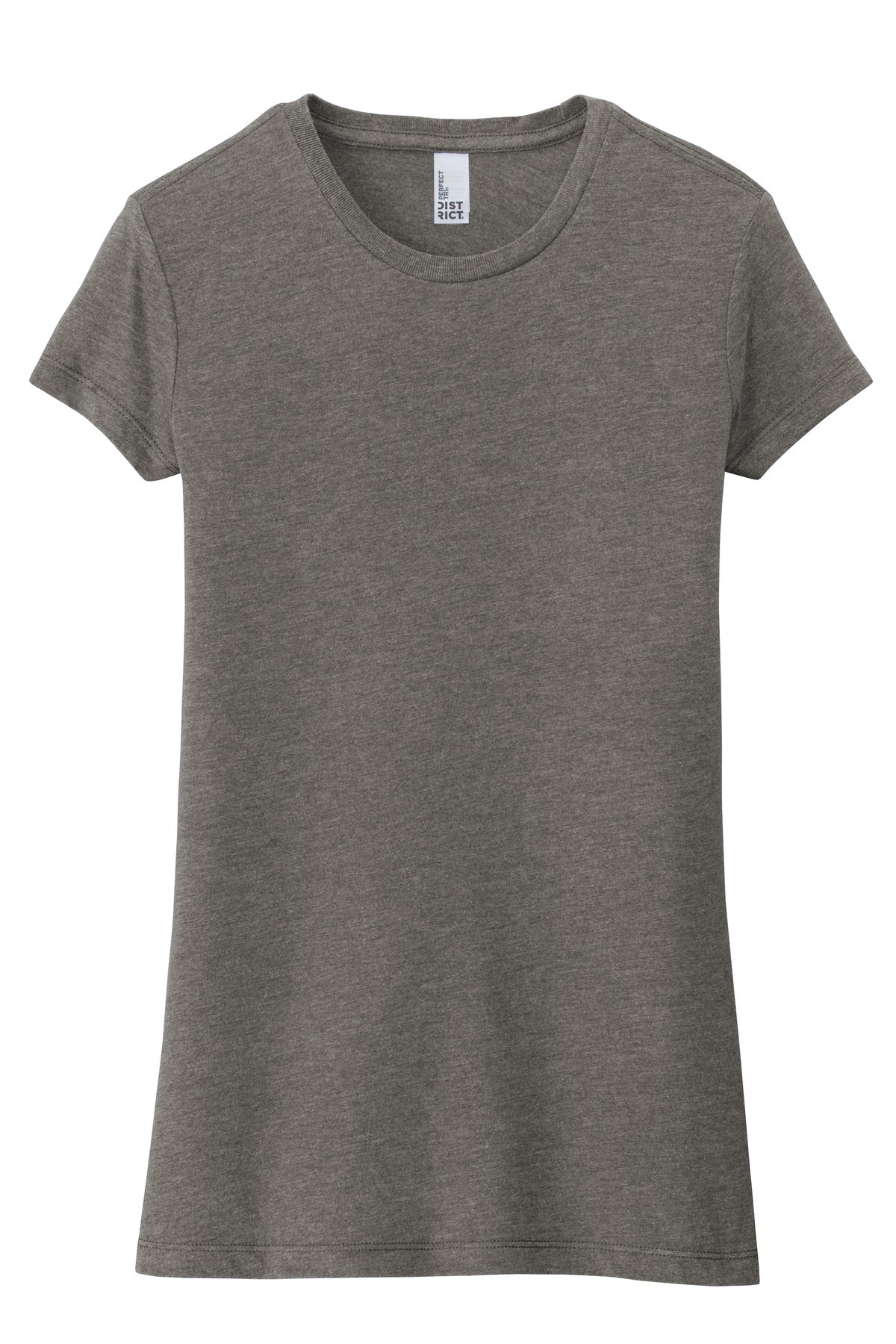 Front View of Grey Frost District Women's Fitted Perfect Tri Tee. DT155