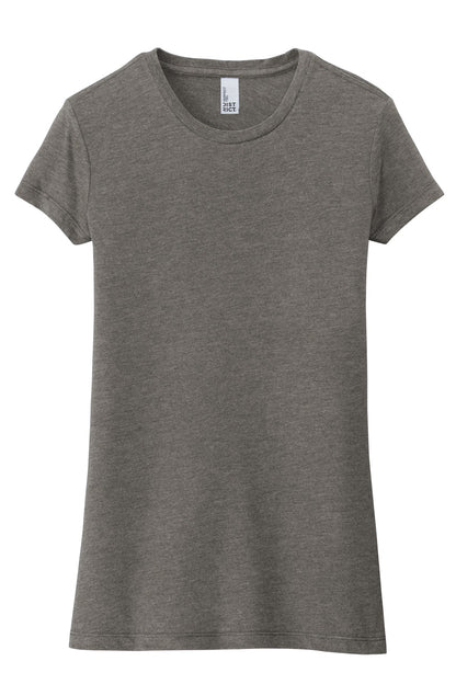 Front View of Grey Frost District Women's Fitted Perfect Tri Tee. DT155