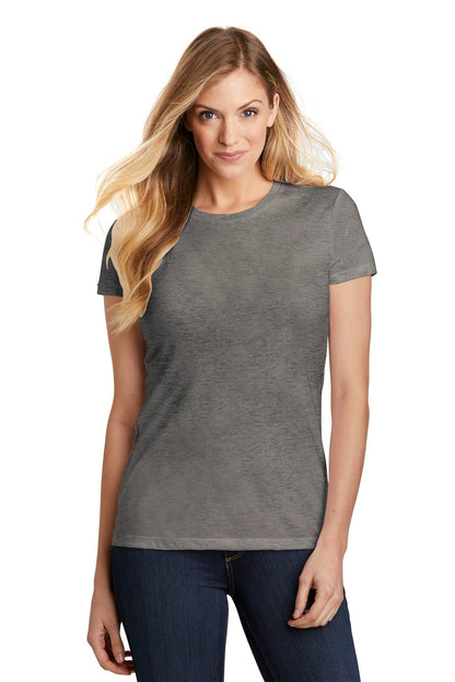 Front View of Grey Frost District Women's Fitted Perfect Tri Tee. DT155