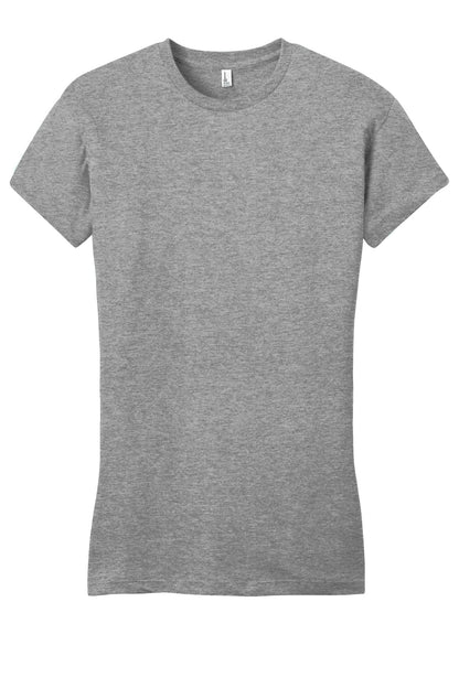 Front View of Grey Frost District Women's Fitted Very Important Tee . DT6001