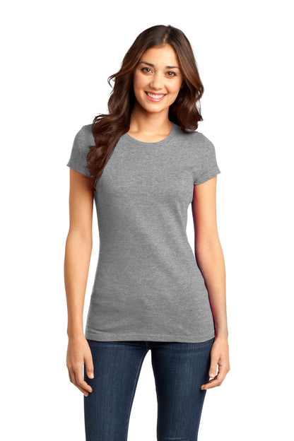 Front View of Grey Frost District Women's Fitted Very Important Tee . DT6001