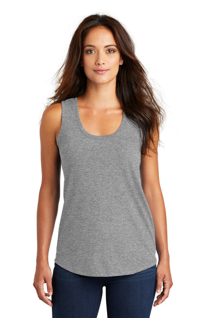 Front View of Grey Frost District Women's Perfect Tri Racerback Tank. DM138L