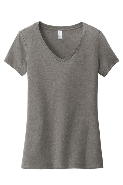 Front View of Grey Frost District Women's Very Important Tee V-Neck. DT6503