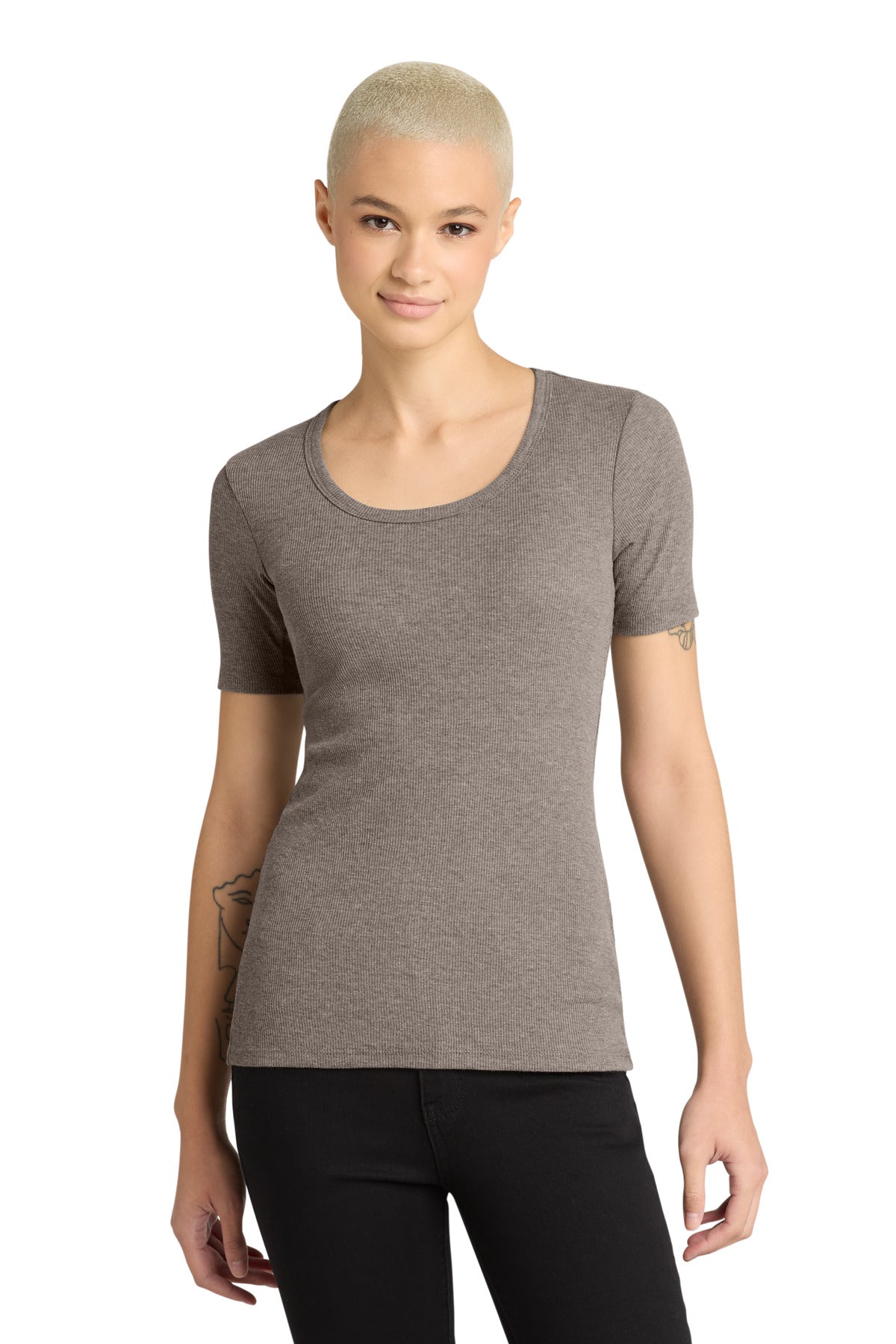 Front View of Grey Frost District Women's V.I.T. Rib Scoop Neck Tee DT6020