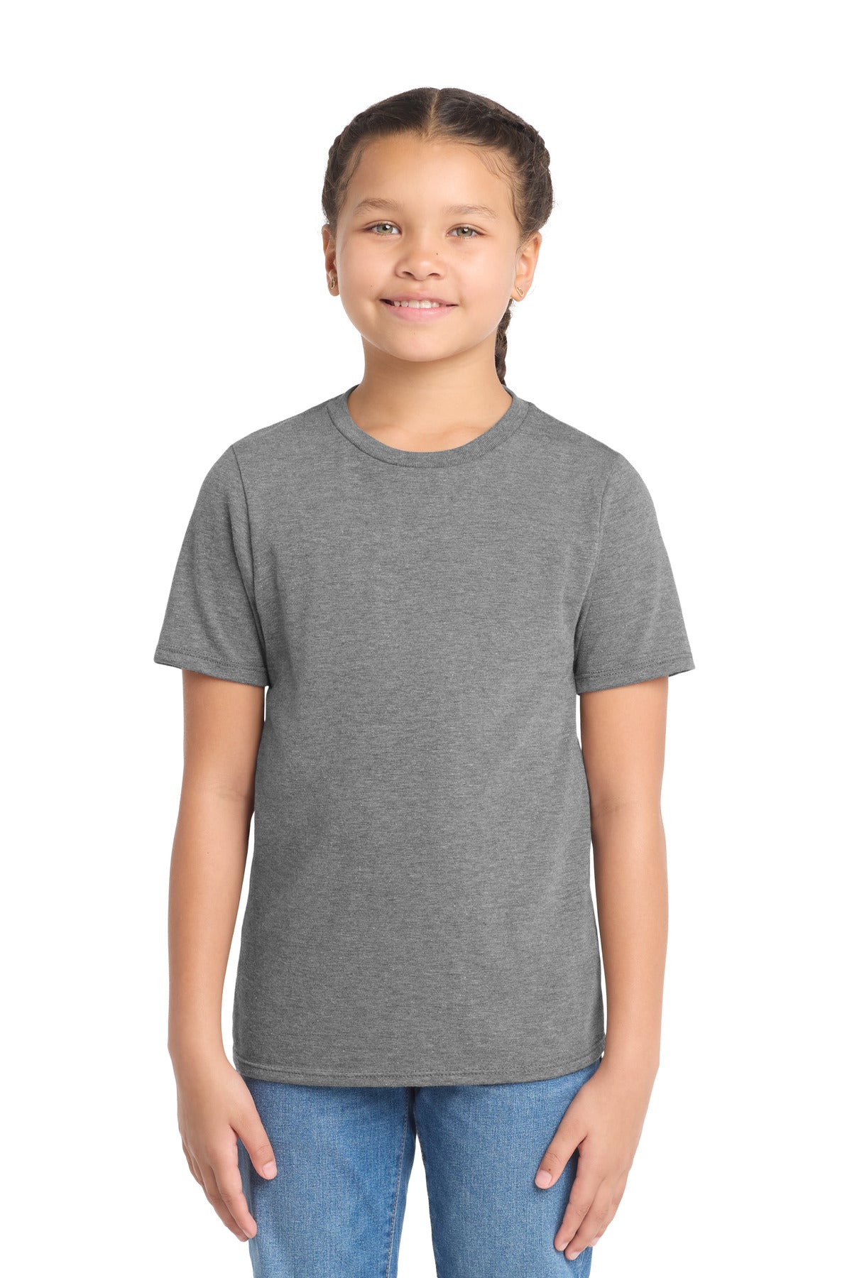 Front View of Grey Frost District Youth Perfect Tri Tee. DT130Y