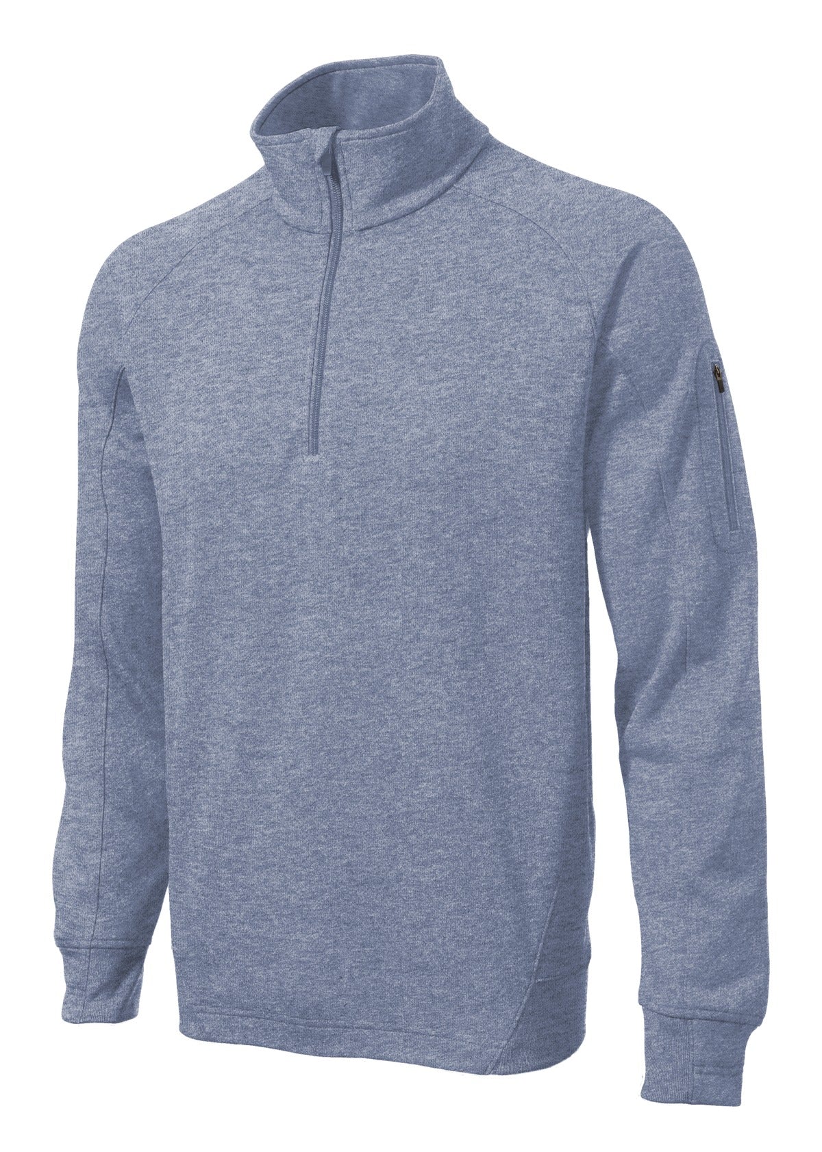 Front View of Grey Heather Sport-Tek Tech Fleece 1/4-Zip Pullover. F247