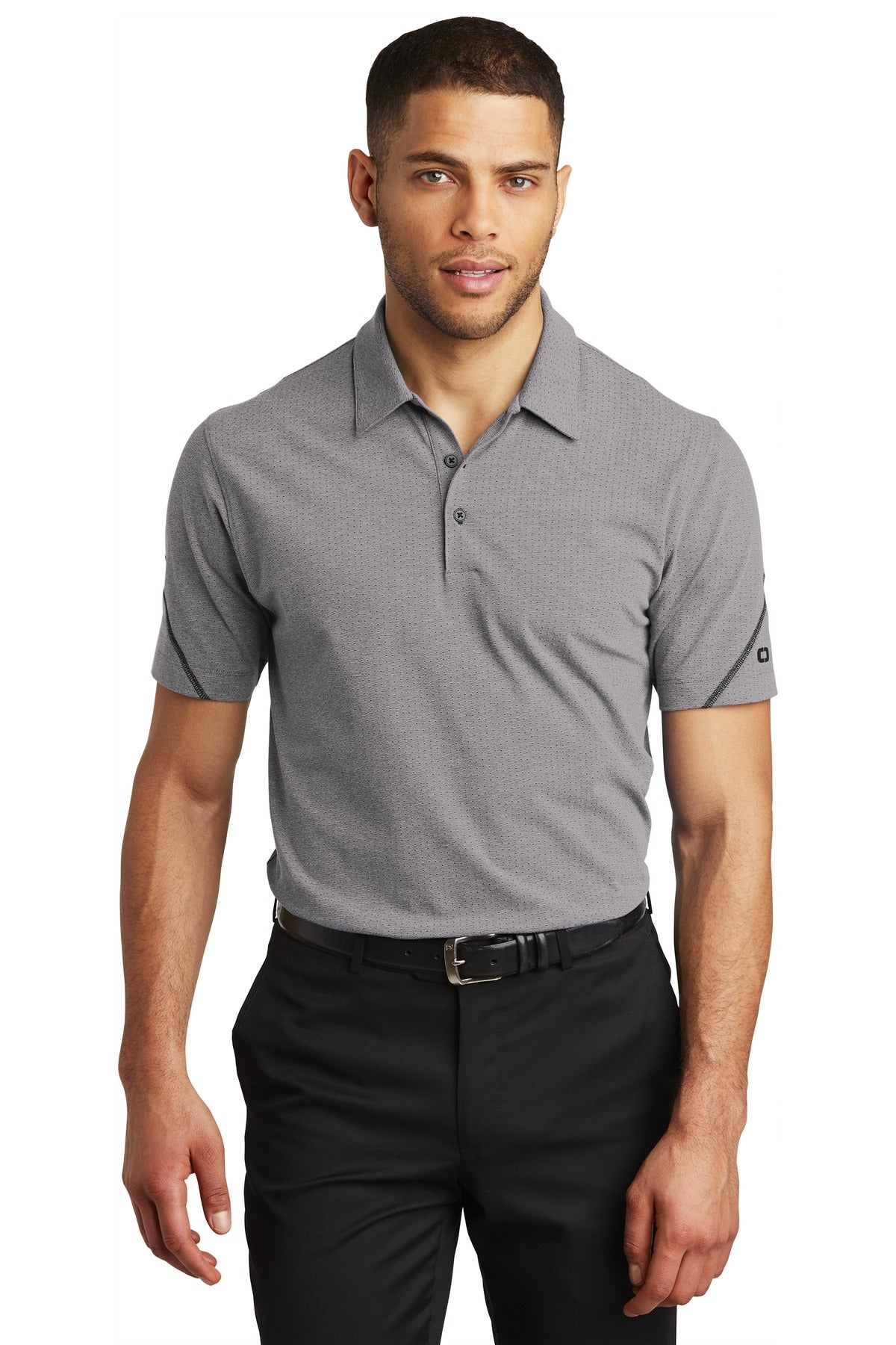 Front View of Grey Hthr OGIO Tread Polo. OG135