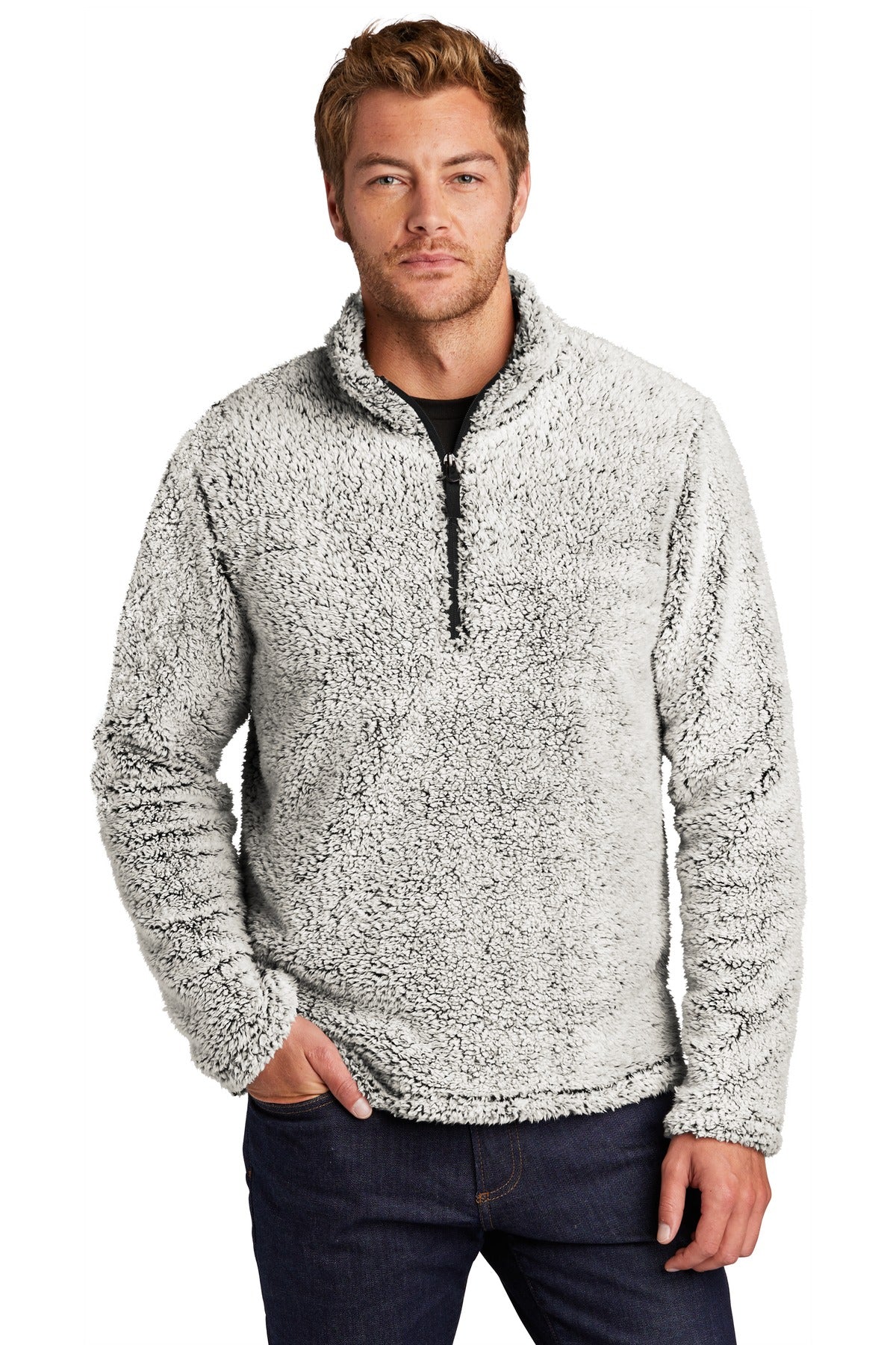 Front View of Grey Hthr Port Authority Cozy 1/4-Zip Fleece F130