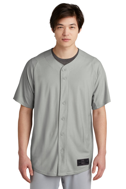 Front View of Grey New Era Diamond Era Full-Button Jersey. NEA220