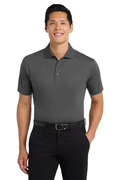 Front View of Grey Smoke Port Authority Tall Tech Pique Polo. TLK527