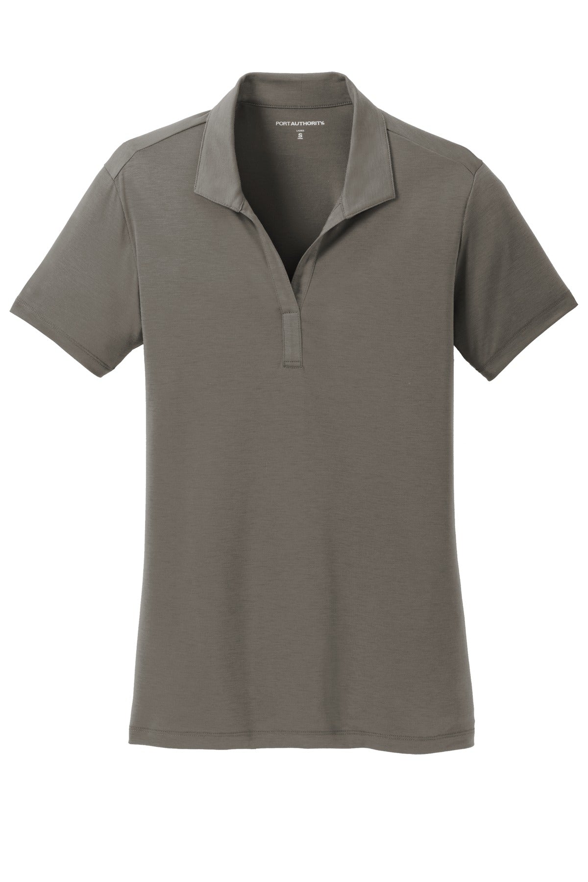 Front View of Grey Smoke Port Authority Women's Cotton Touch Performance Polo. L568