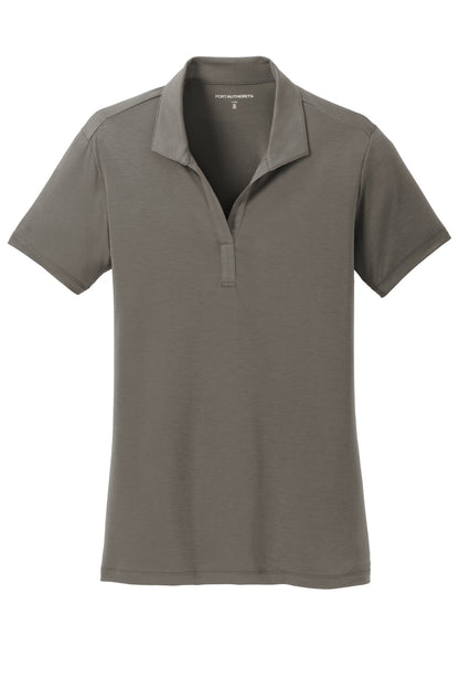Front View of Grey Smoke Port Authority Women's Cotton Touch Performance Polo. L568