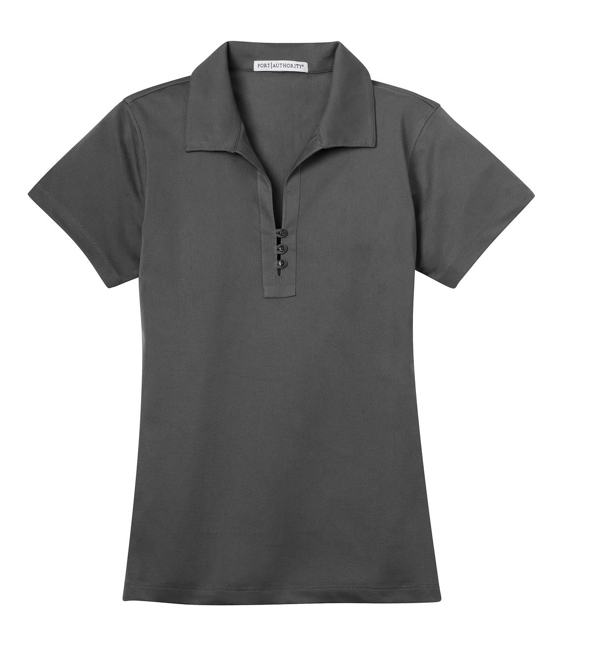 Front View of Grey Smoke Port Authority Women's Tech Pique Polo. L527