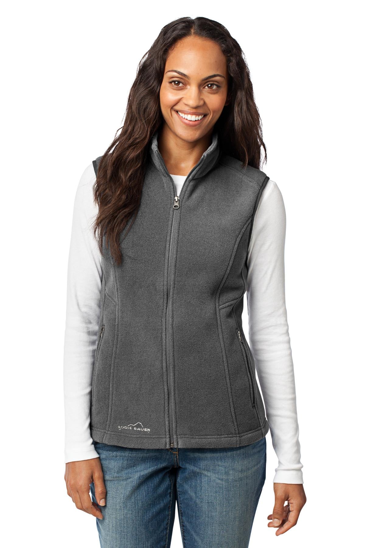 Front View of Grey Steel Eddie Bauer - Women's Fleece Vest. EB205