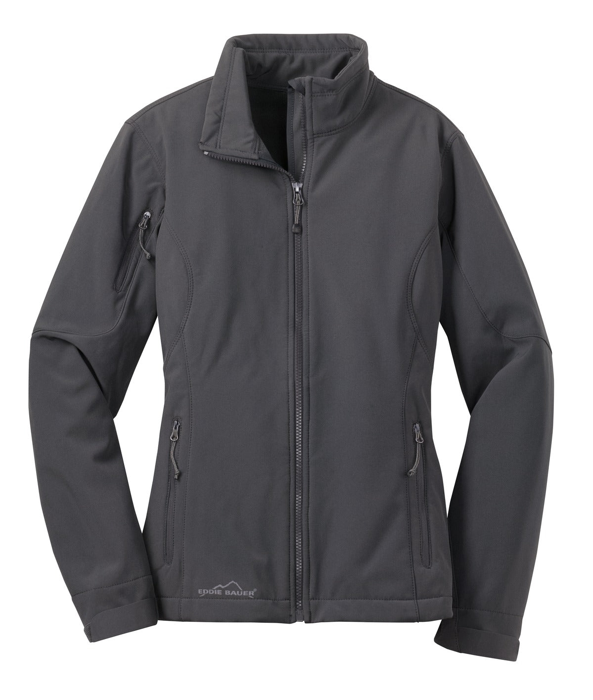 Front View of Grey Steel Eddie Bauer Women's Soft Shell Jacket. EB531