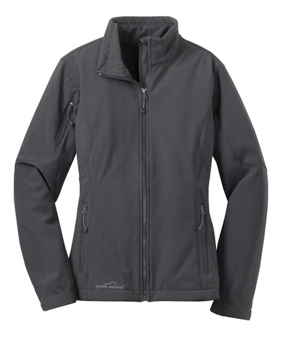 Front View of Grey Steel Eddie Bauer Women's Soft Shell Jacket. EB531