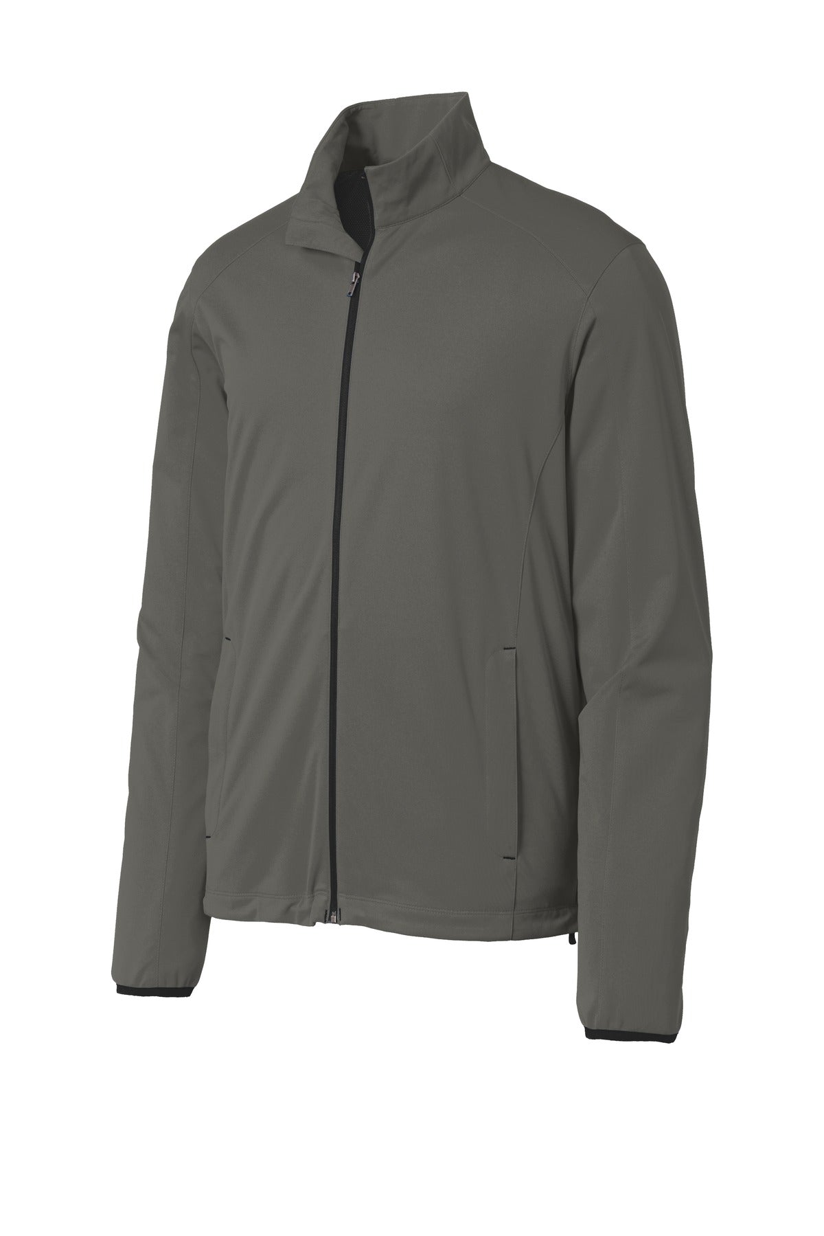 Front View of Grey Steel Port Authority Active Soft Shell Jacket. J717
