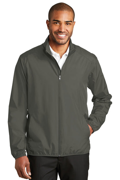 Front View of Grey Steel Port Authority Zephyr Full-Zip Jacket. J344