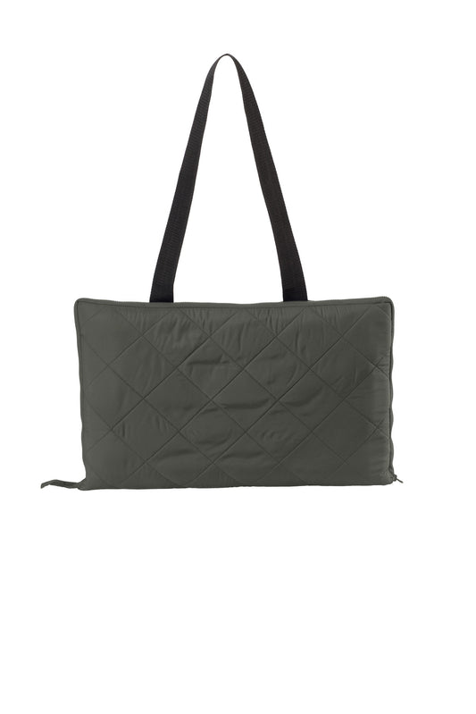 Front View of Grey Stl/Tr Bk Port Authority Picnic Blanket. BP70