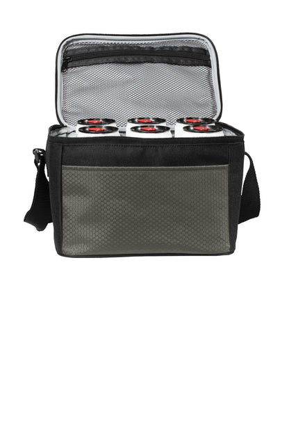 Front View of Grey/Black Port Authority 6-Can Cube Cooler. BG512