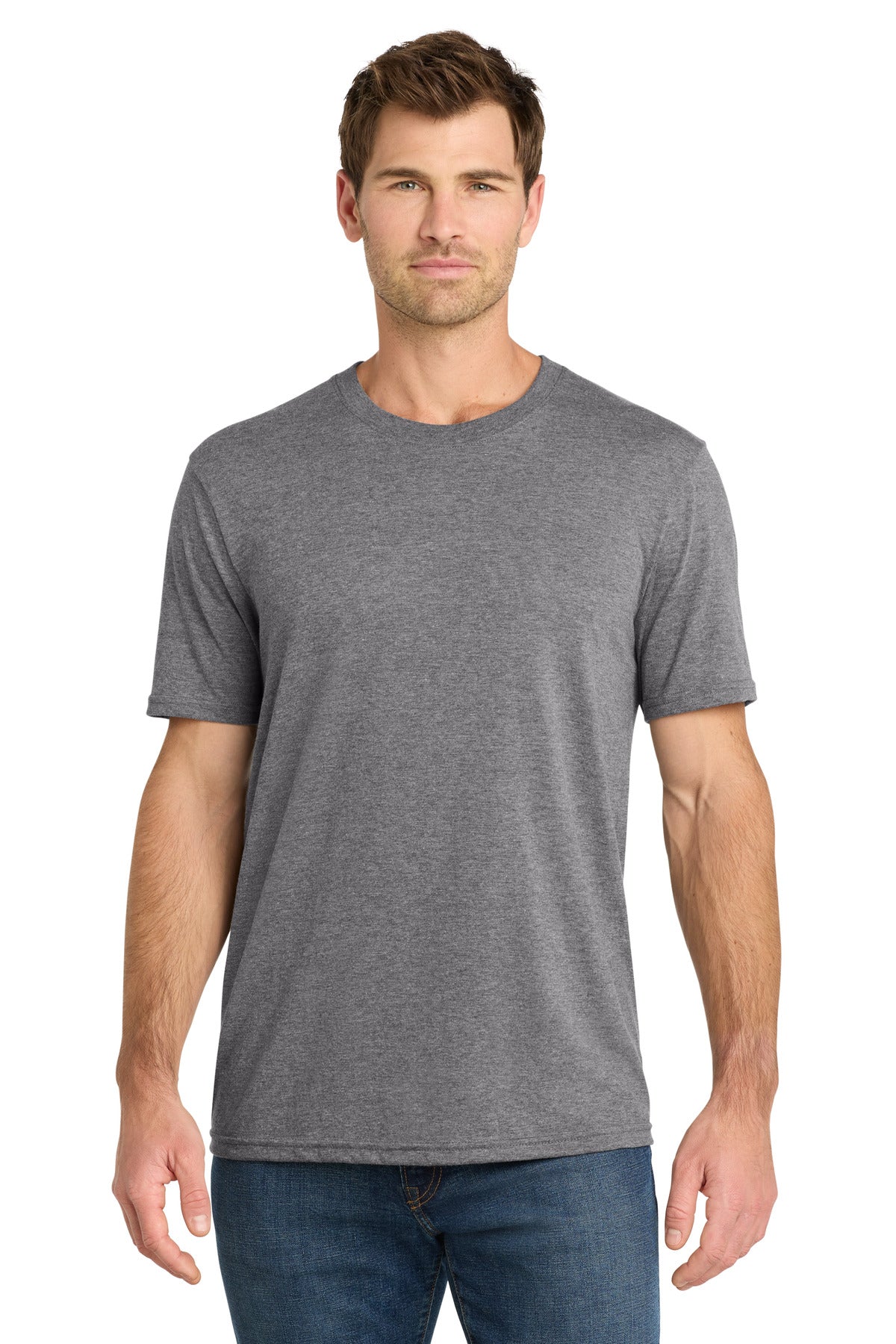 Front View of GreyHthr Volunteer Knitwear Tri Tee VL40