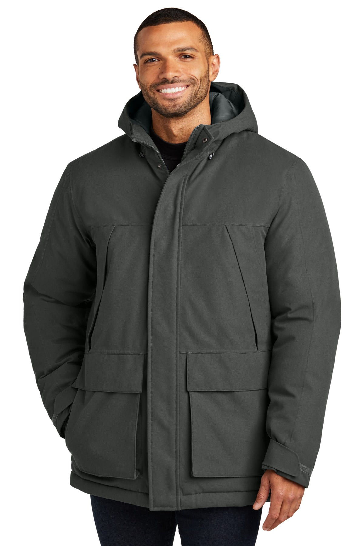 Front View of GreySmoke Port Authority Latitude Waterproof Heavyweight Parka J363