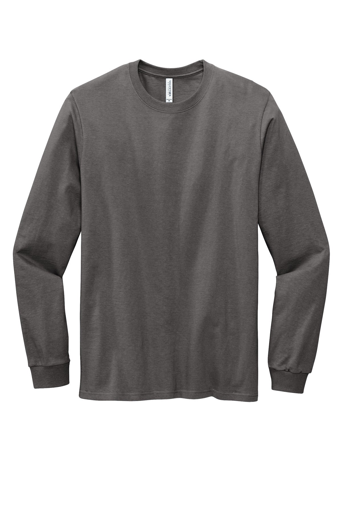 Front View of GreySteel Volunteer Knitwear All-American Long Sleeve Tee VL100LS
