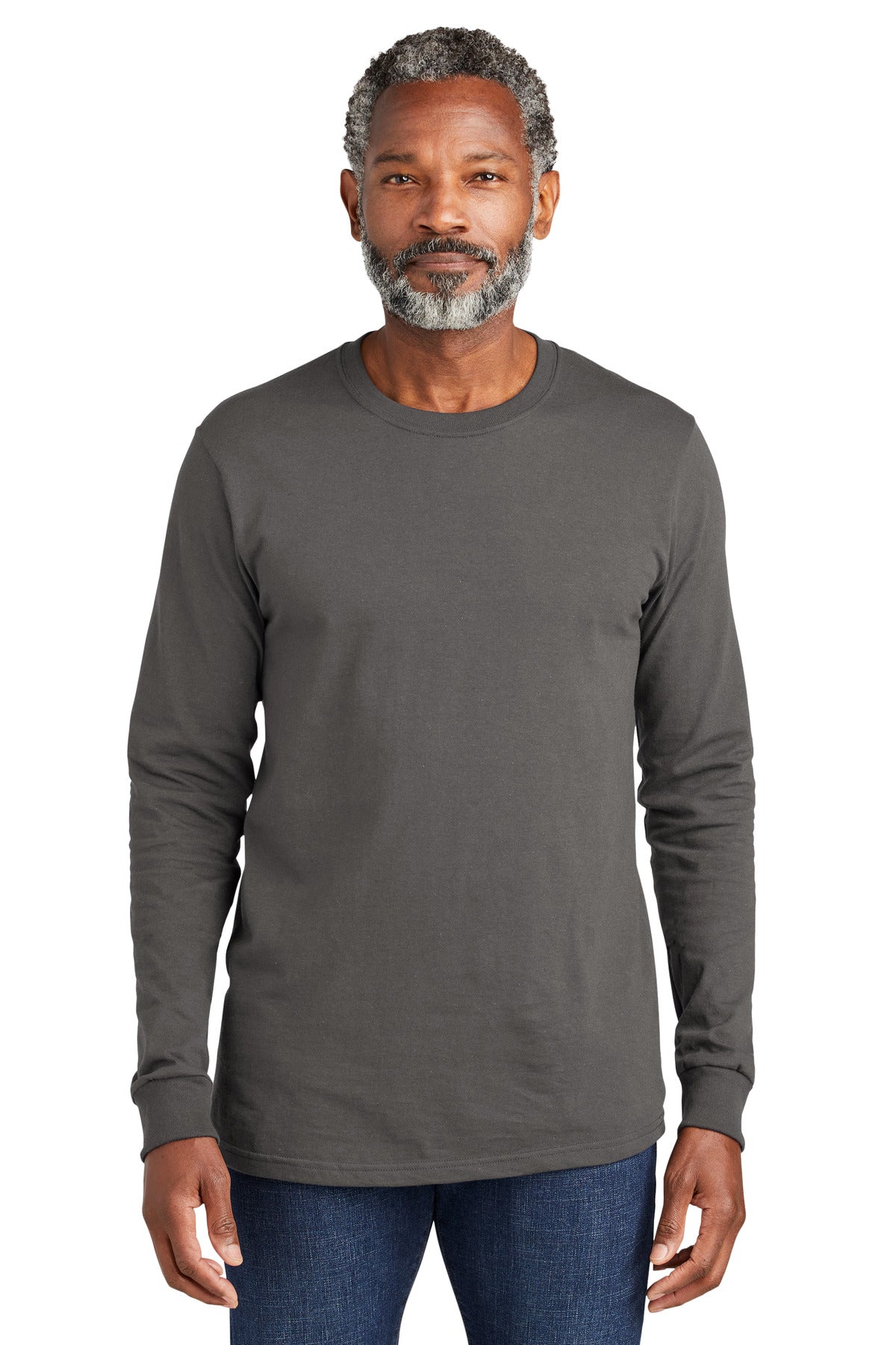 Front View of GreySteel Volunteer Knitwear All-American Long Sleeve Tee VL100LS