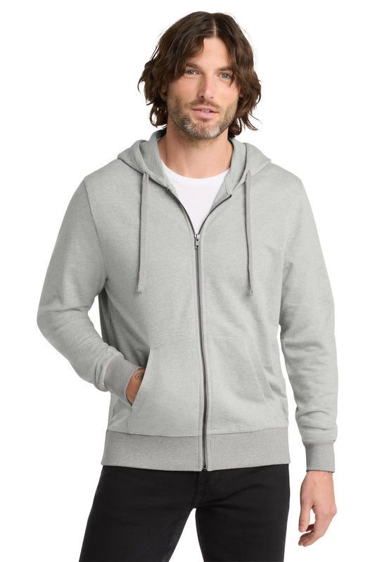 Front View of GrntGryHtr Allmade Unisex Organic French Terry Full-Zip Hoodie AL4002
