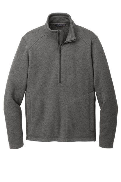 Front View of GrySmkHthr Port Authority Arc Sweater Fleece 1/4-Zip F426